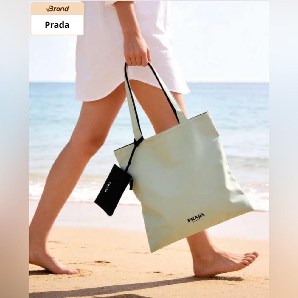 New Arrivals! Prada Beauty Mint Green Tote Bag with Wallet